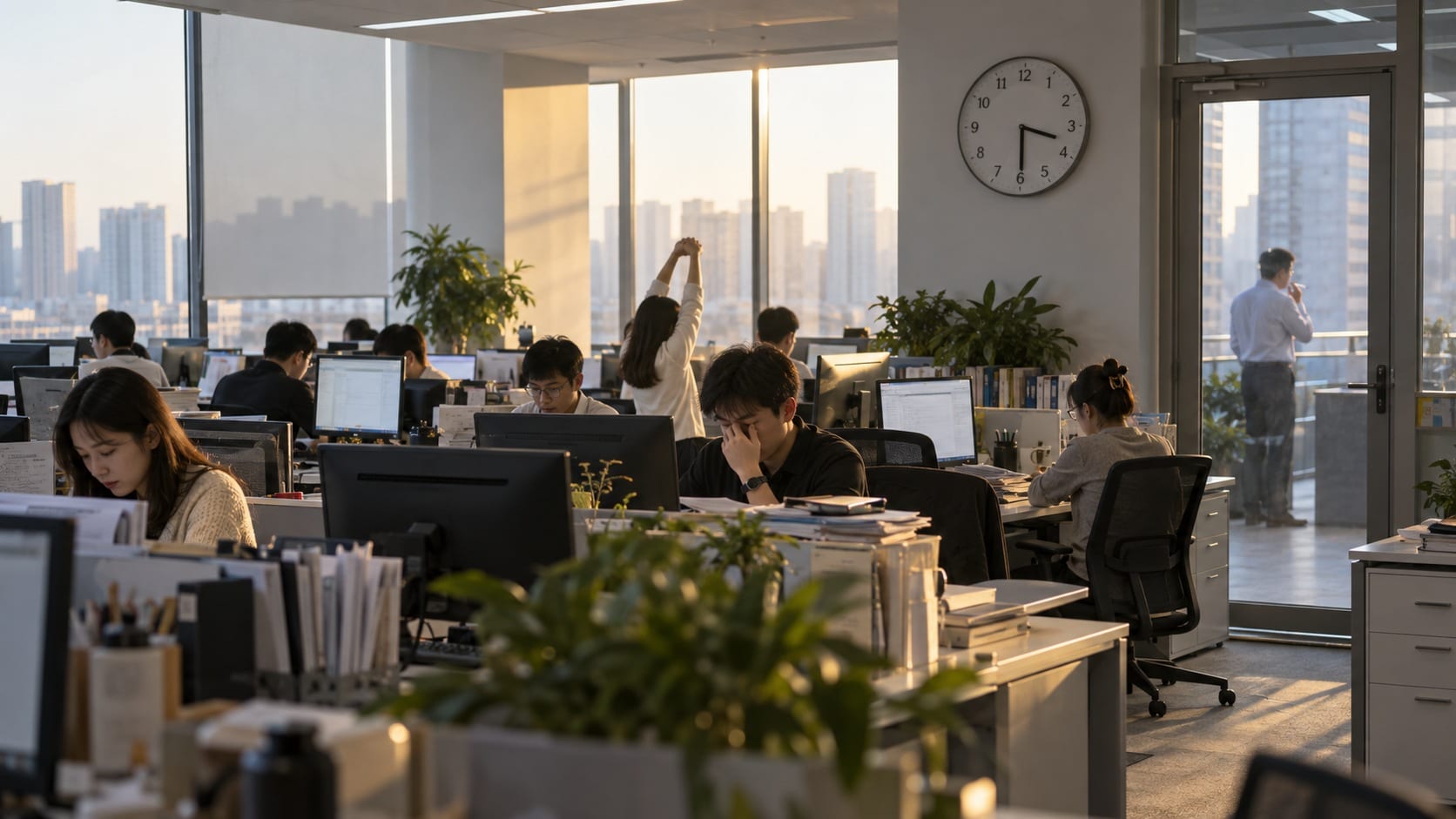 下午三点半办公室工作场景
